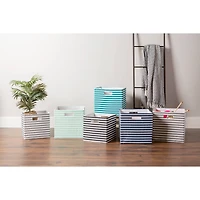 DII® Square Teal Pinstripe Polyester Cube