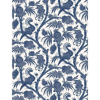 Scalamandre Indigo Balinese Peacock Peel & Stick Wallpaper