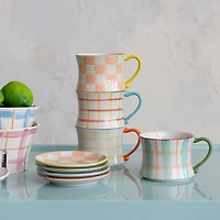 Hello Honey® 3" Plaid Panache Stoneware Mug Set