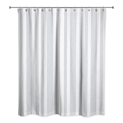 Textured Blue Stripes 71" x 74" Shower Curtain