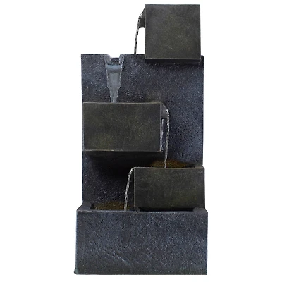 19" Gray LED Lighted 5-Tier Rainfall Outdoor Water Fountain