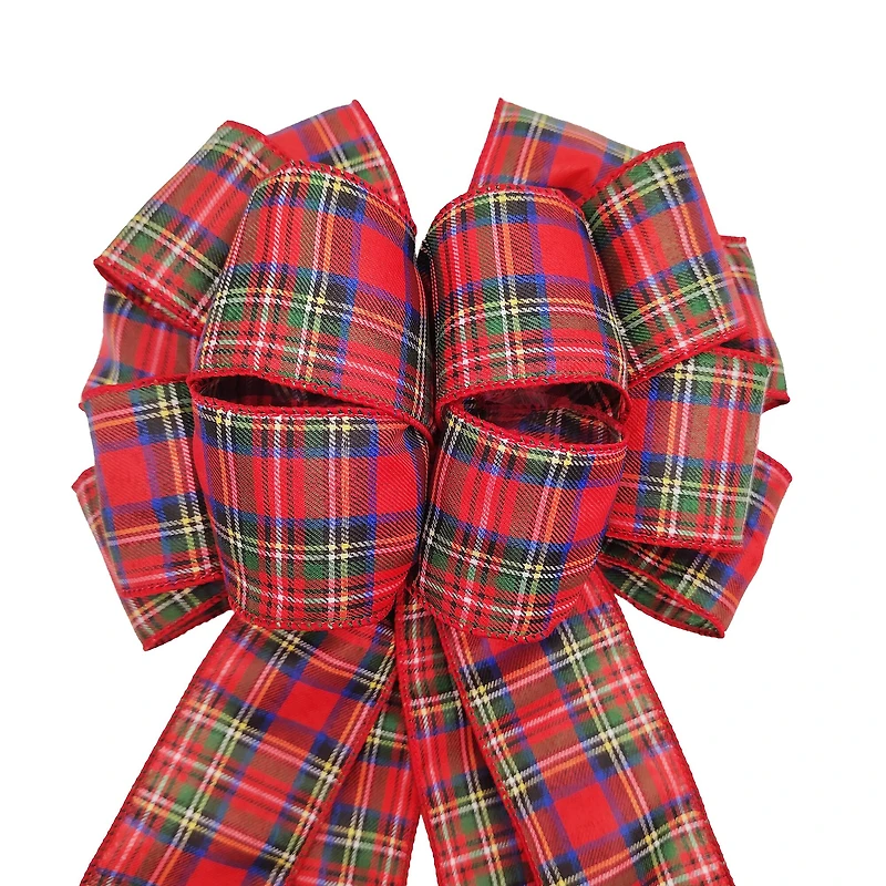 20.5" Red Tartan Plaid Tree Bow by Celebrate It®
