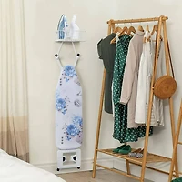 NEX™ White Wall-Mounted Y-Leg Ironing Board Hanger with Storage Basket