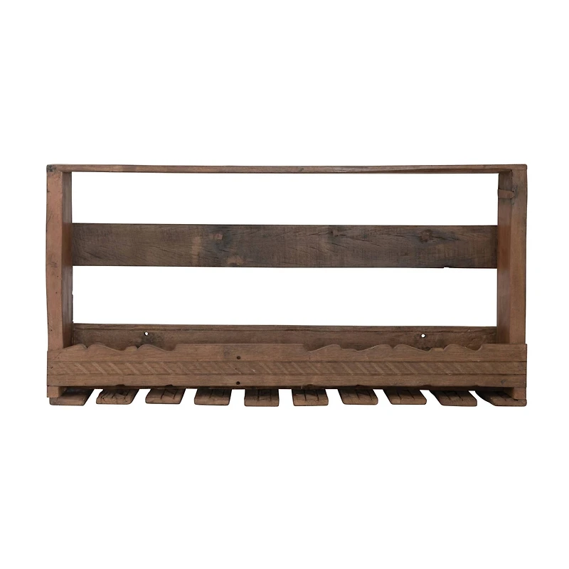 Hello Honey® 36" Reclaimed Wood Wine Glass Wall Rack with Shelf