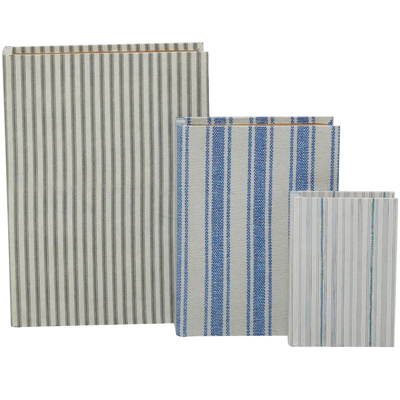 Striped Canvas Faux Book Box Set