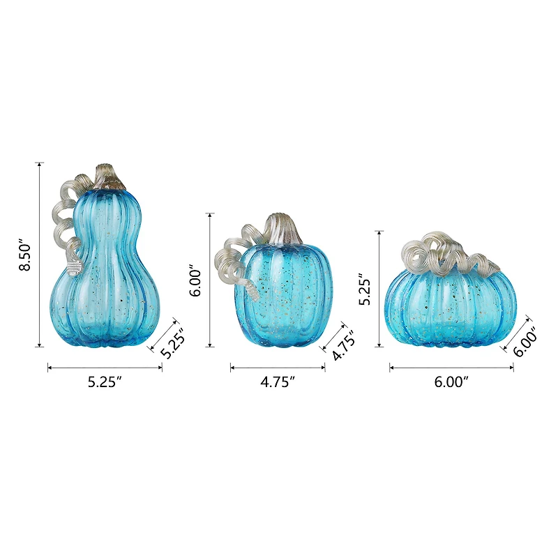 Glitzhome® Blue Glass Pumpkin Set