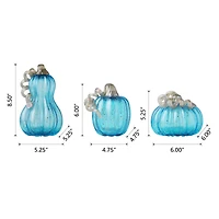 Glitzhome® Blue Glass Pumpkin Set