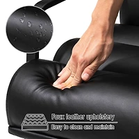 Glitzhome® 26.7" Black Wavy Faux Leather Accent Armchair