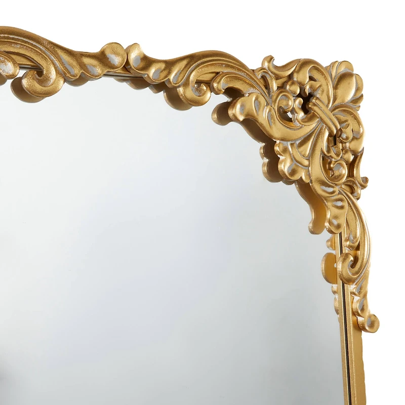 Gold Wood Carved Acanthus Floral Wall Mirror 30" x 2" x 41"