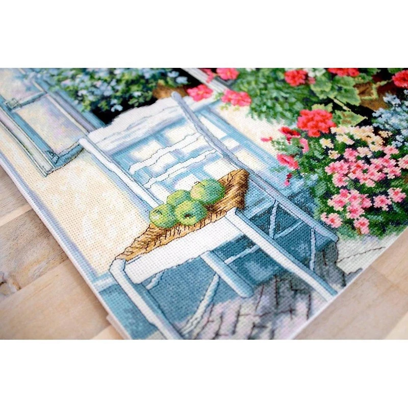 Luca-s Terrace With Flowers Counted Cross Stitch Kit