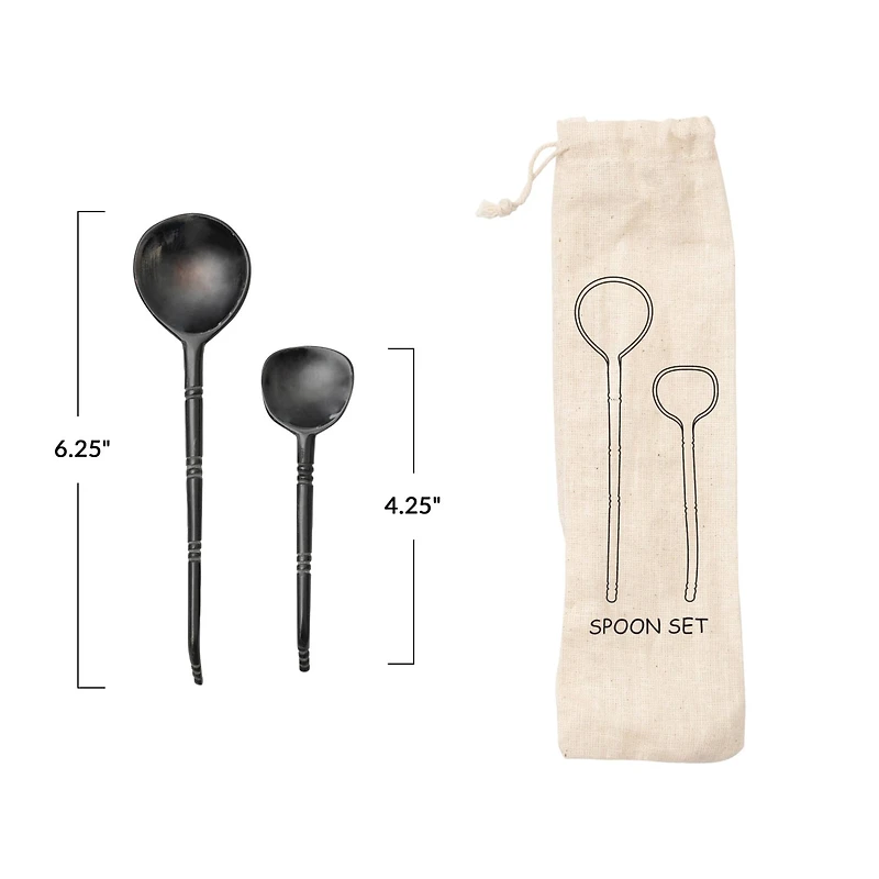Hello Honey® Black Horn Spoons Set