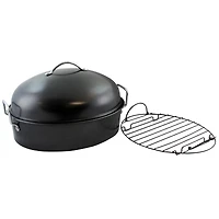 Gibson Home® Kenmar 16'' Black High Dome Oval Roaster Set