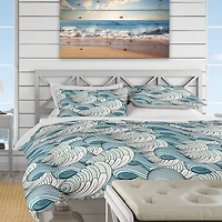 Designart Great Wave Inspiration Coastal Pattern Duvet Cover Set