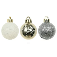 7 Pack 1.5" Silver & Gold Leaf Design Shatterproof Ball Ornaments by Ashland®