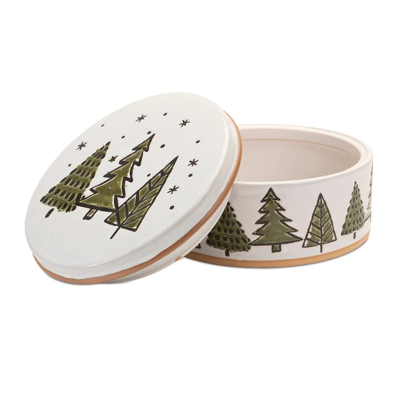 7.75" Ceramic Pine Tree Canister with Lid