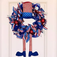 24" Patriotic Hat Wreath with Dangling Legs