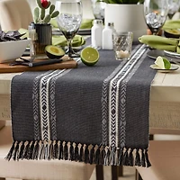 DII® 108" Dobby Striped Fringe Ribbed Table Runner