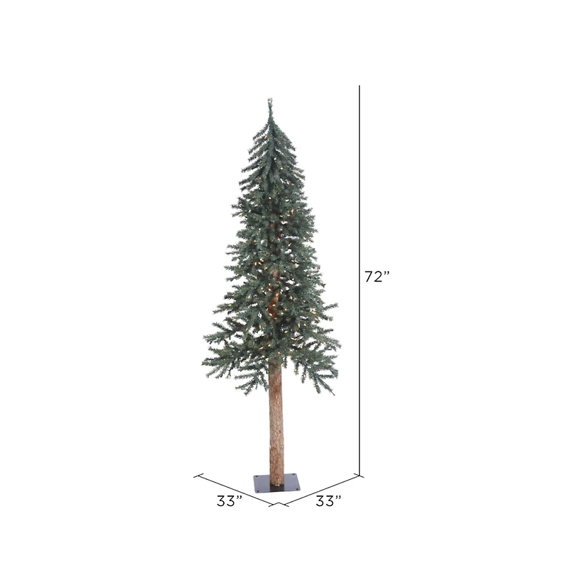 6ft. Pre-Lit Natural Bark Alpine Artificial Christmas Tree, Clear Dura-Lit® Lights