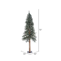 6ft. Pre-Lit Natural Bark Alpine Artificial Christmas Tree, Clear Dura-Lit® Lights