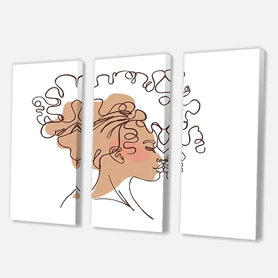 Designart - One Line Portrait of African American Woman I