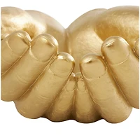 16.5" Gold Polystone Open Hands Sculpture Décor