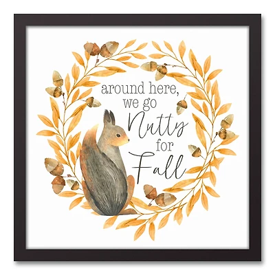 Nutty For Fall Canvas Wall Art with Black Frame