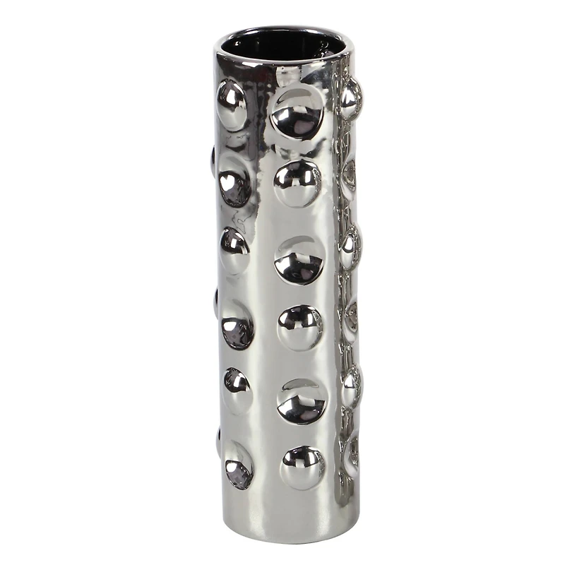 12" Silver Ceramic Glam Vase Set