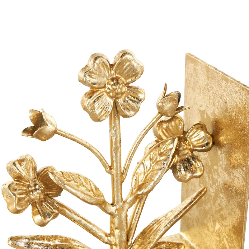 6.5" Gold Shimmer Metal Floral Bookends, 2ct.