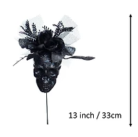 13" Black Glitter Skull & Roses Pick by Ashland®