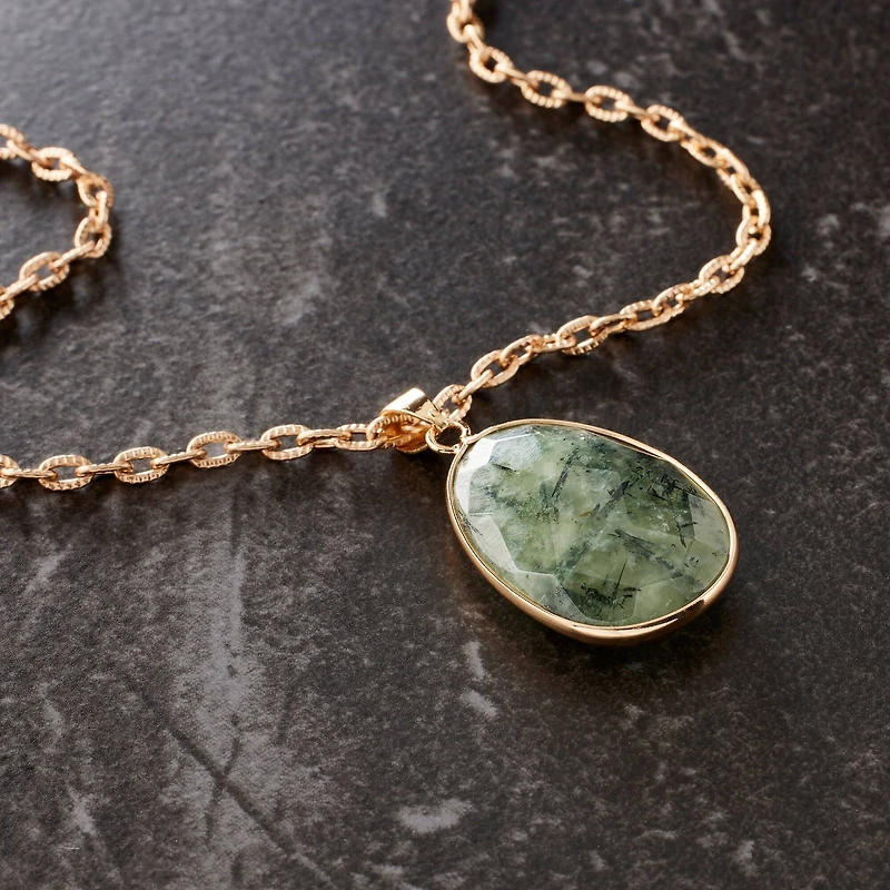 Prehnite Faceted Teardrop Pendant by Bead Landing™