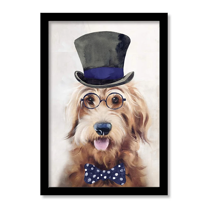 Goldendoodle Paint Glasses 1 20" x 30" Black Framed Print Under Plexiglass