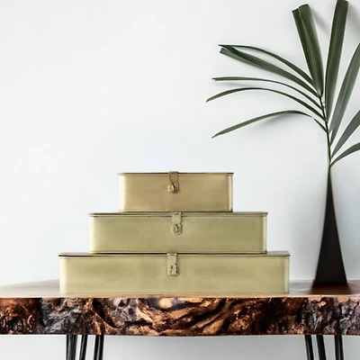 Hello Honey® Decorative Metal Boxes with Gold Finish Set