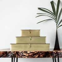 Hello Honey® Decorative Metal Boxes with Gold Finish Set