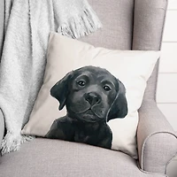 Black Lab Puppy Indoor/Outdoor Throw Pillow