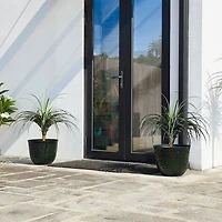 Glitzhome® 15.25" Honeycomb Textured Green Faux Ceramic Plastic Planters, 2ct.