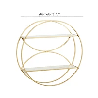 CosmoLiving by Cosmopolitan Gold Metal Contemporary Wall Shelf, 22" x 22" x 7"