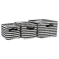 DII® Stripes PE-Coated Herringbone Woven Cotton Laundry Bin Set