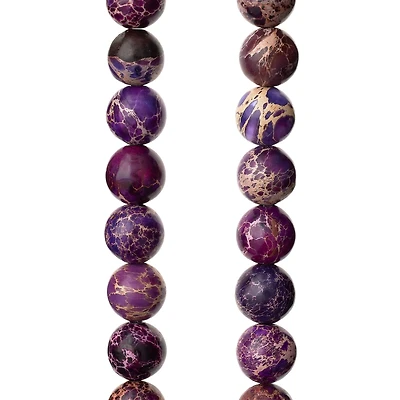 12 Pack: Purple Crackled Jasper Round Beads, 8mm by Bead Landing™
