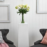 20" White Tulip Floral Arrangement in Clear Vase
