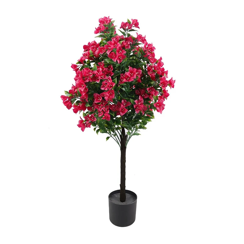 GreenSmart Dekor 4ft. Artificial Bougainvillea Plant in Black Pot 