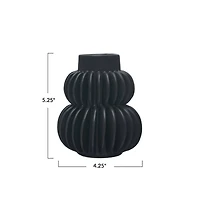 Hello Honey® Bloomingville 5.5" Black Modern Pleated Stoneware Vase