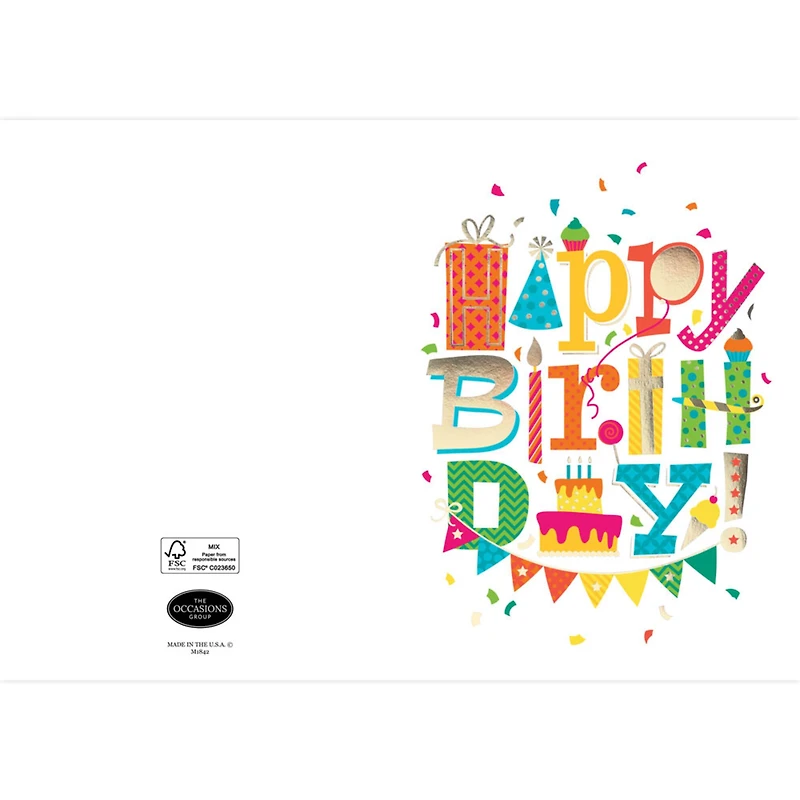 JAM Paper 5.62" x 7.87" Happy Birthday Cards & Envelopes, 25ct.