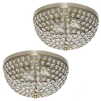 Lalia Home 13" Antique Brass Glam 2-Light Dome Flush Mount, 2ct.