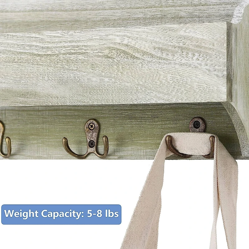 NEX™ Olive Green Wall-Mounted Wooden Key Rack with 3 Double Key Hooks