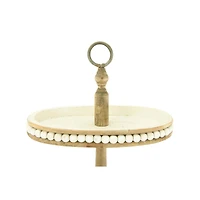 Hello Honey® 30.5" Decorative Oval 3-Tier Wood Tray with Handle