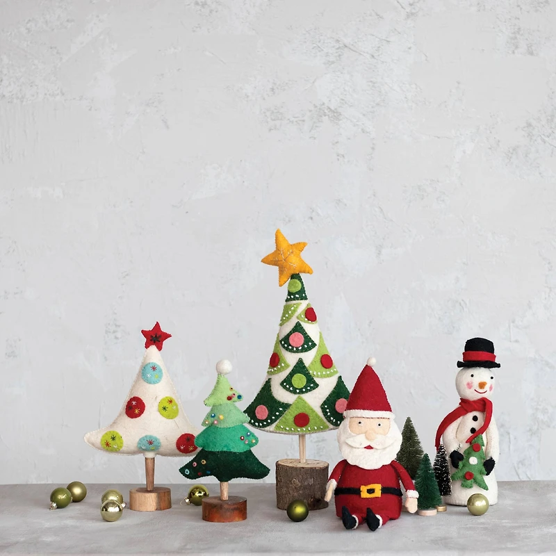 Hello Honey® 18" Embroidered Handmade Wool Felt Tree with Star