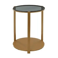 Bronze Metal Contemporary Accent Table, 20" x 17" x 17"