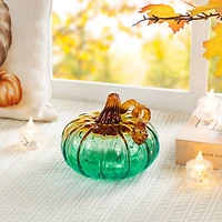 Glitzhome® 5.75" Gradient Turquoise Glass Pumpkin