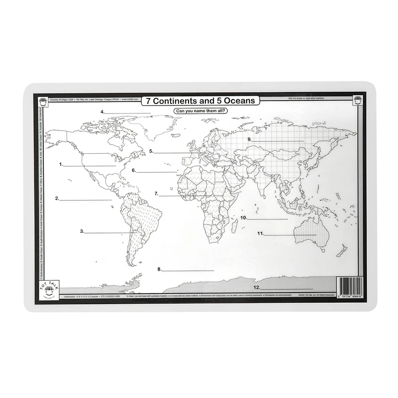 Tot Talk Explore The World Placemat