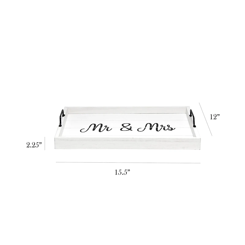 Elegant Designs™ 15.5" Mr. & Mrs. Serving Tray with Handles